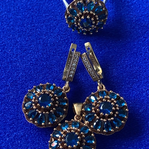 Antique Style Midnight Blue Spinel Topaz Ring 10.5 - Picture 8 of 8